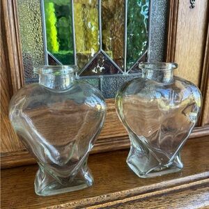 VTG Set of 2 Unity Heart 💜 Shape clear glass bottles